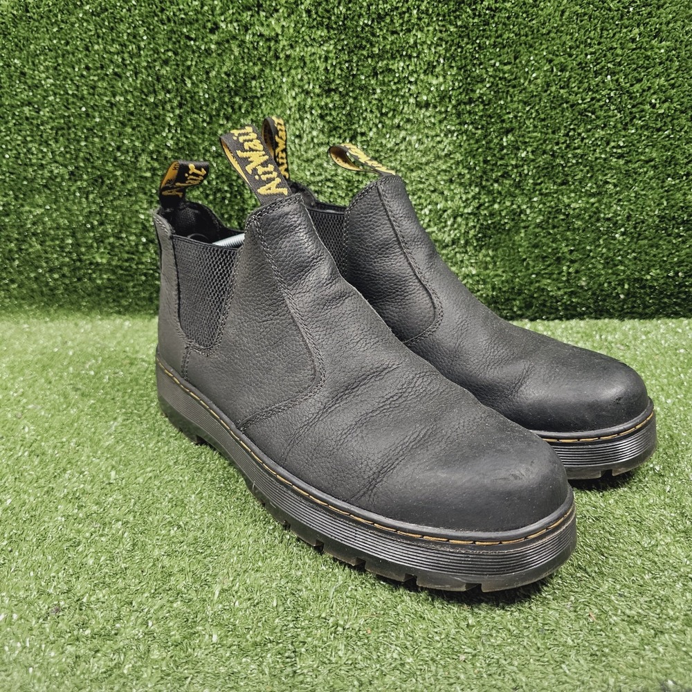 Dr. Martens Hardie Black Leather Pull On Ankle Chelsea Boots Mens Size 14